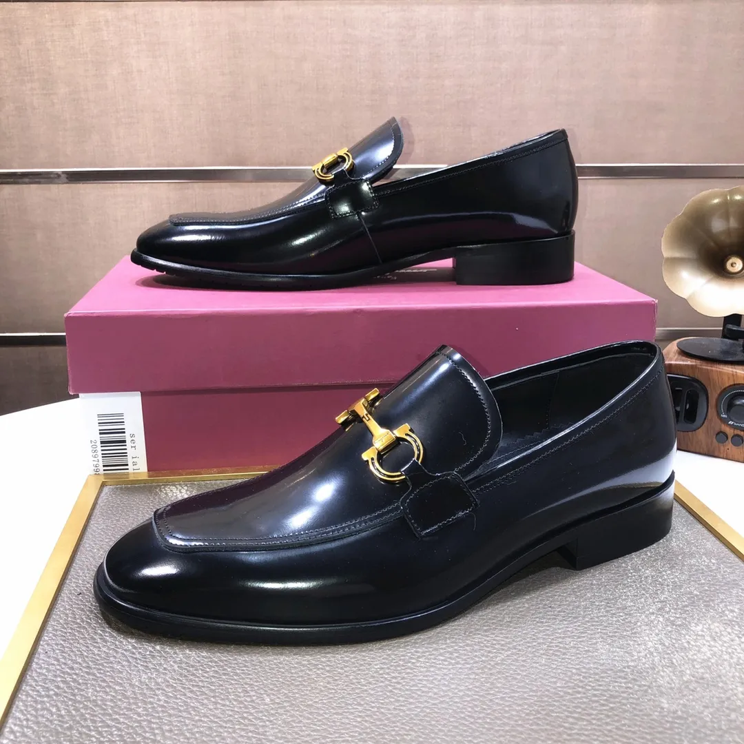 Men's shoes 💰500💰 [Ferragamo/Ferragamo] The latest model in the counter. Original imported high-quality cowhide with open sides + imported 🐂 water-dyed cowhide lining + original luxury metal buckle + original combination outsole. Comparison without pressure 38--45 (45 is custom-made and cannot be returned or exchanged)